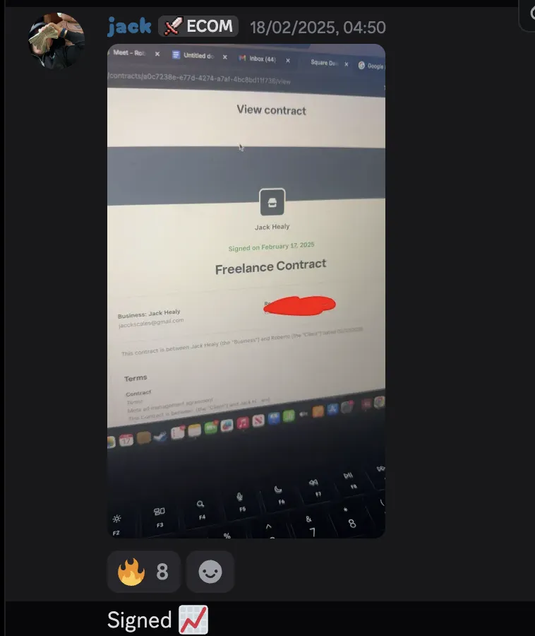 Jack — freelance contract signed by Roberto
