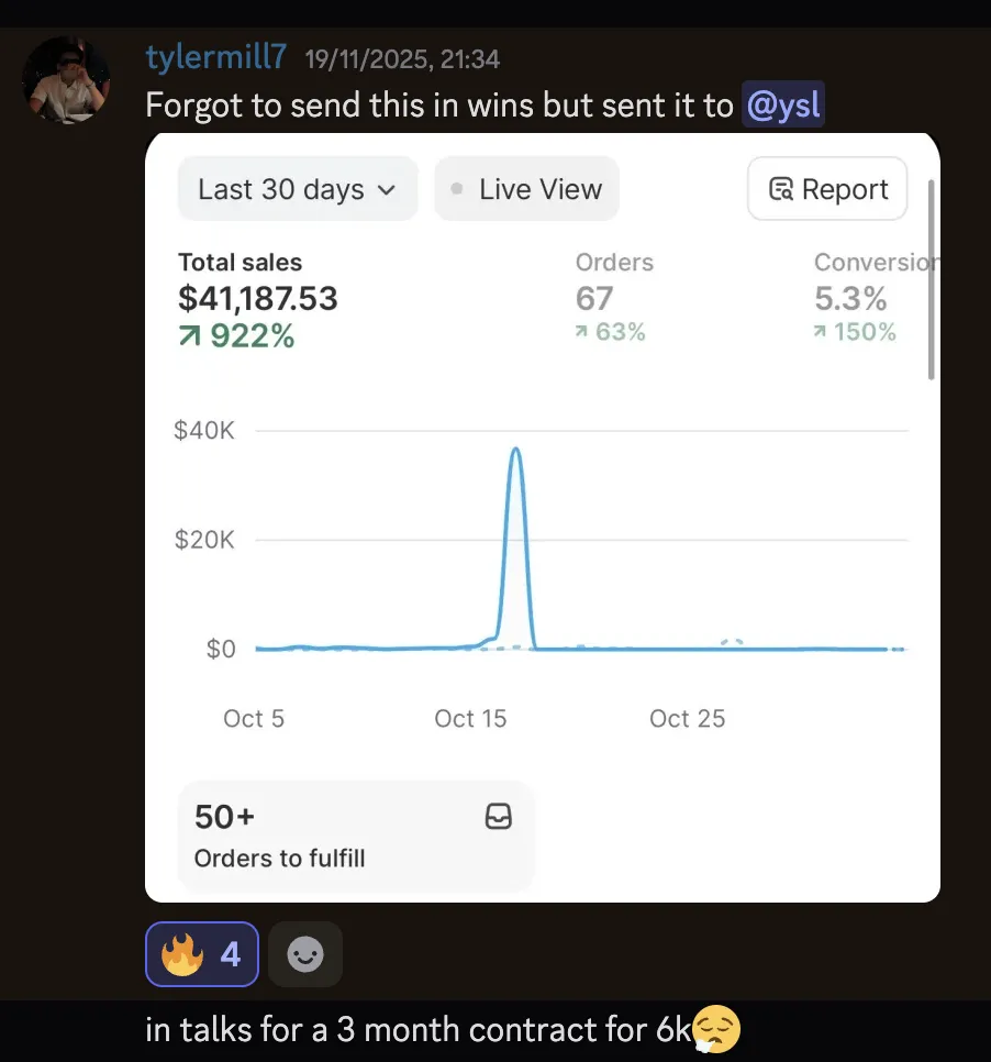 tylermill7 — $41k sales, 922% growth for client